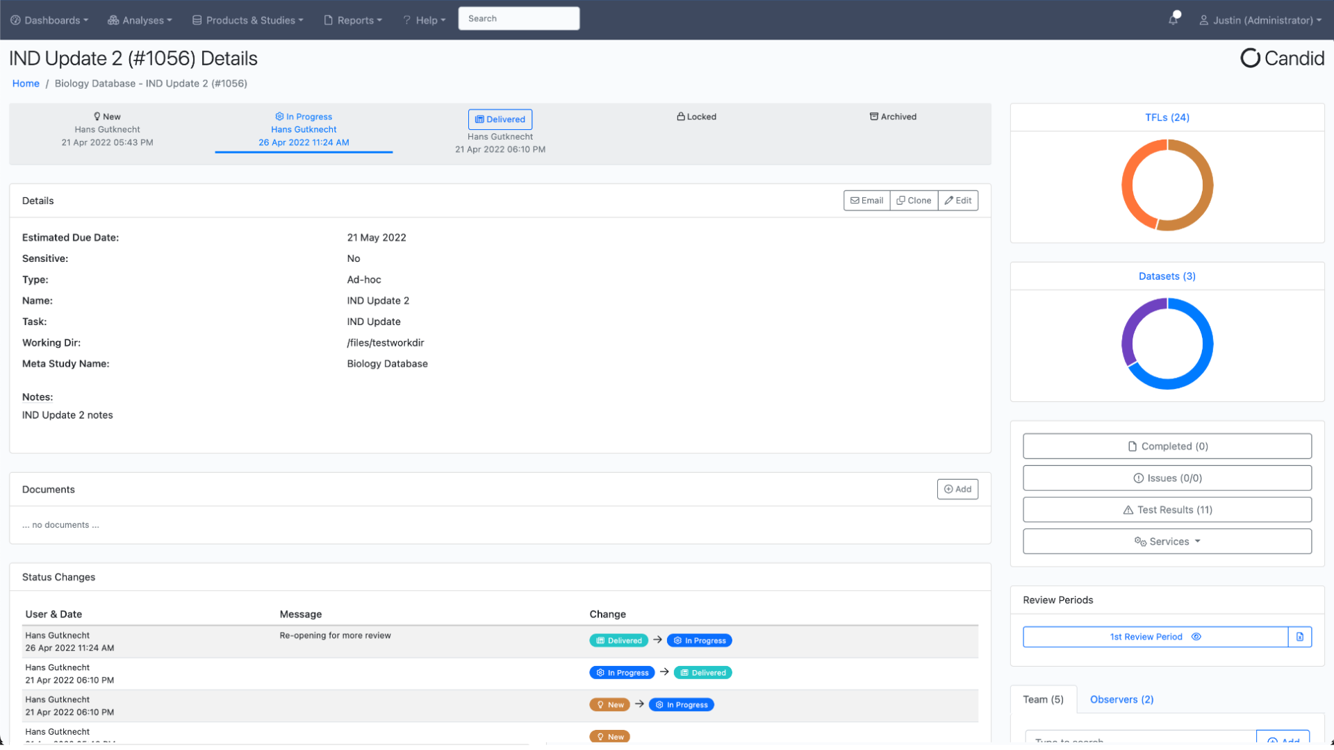 Manage Deliverables - Candid application screenshot