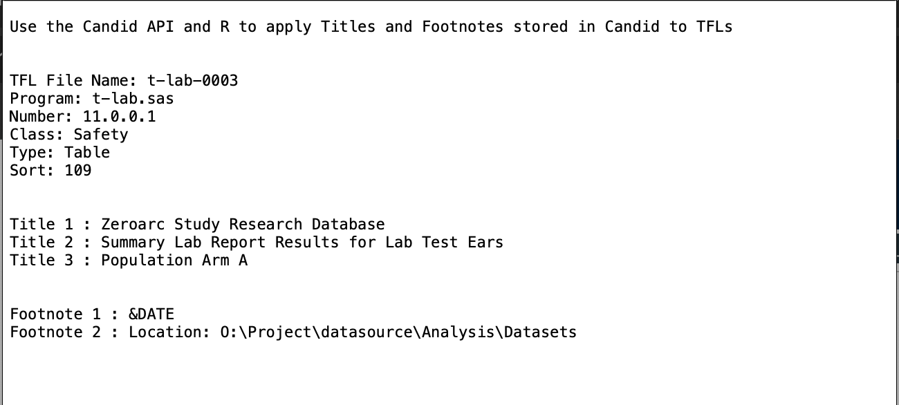 Apply Titles and Footnotes stored in Candid to your TFLs using the API