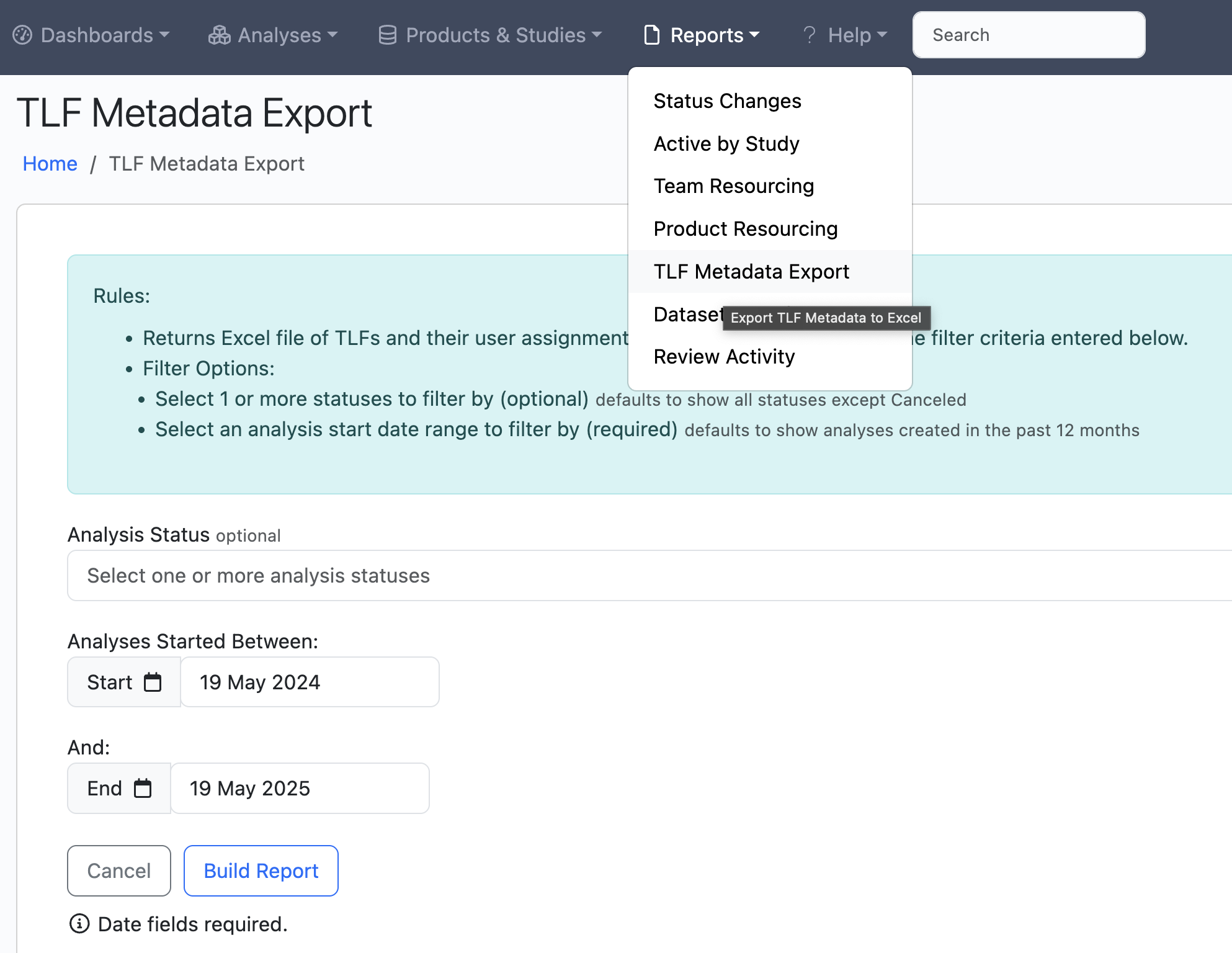 Metadata Export
