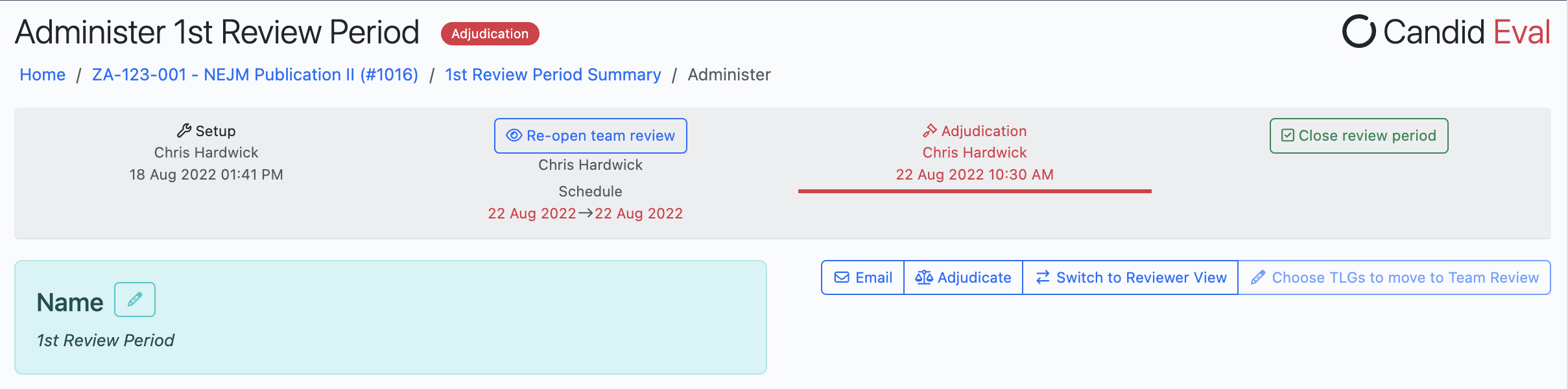 Review workflow screenshot